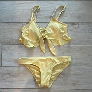 Yellow Bikini Set with Tie Front
